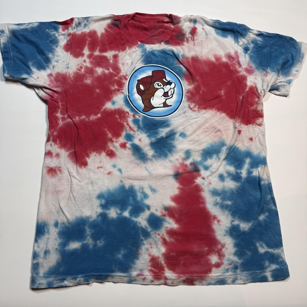 Buc-ee's Shirt Mens Large Multicolor Tie Dye Let's Get It Poppin Graphic Tee